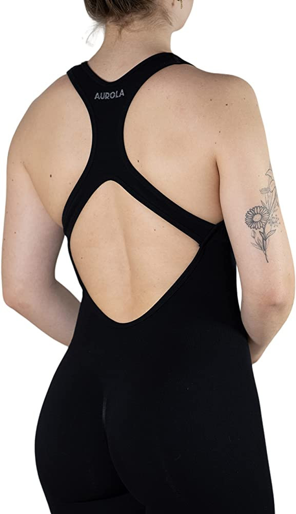 AUROLA Power Workout Jumpsuit for Women Yoga Gym Seamless One Piece Racerback Tummy Control Padde... | Amazon (US)