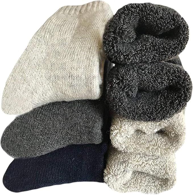 Mens Heavy Thick Wool Socks - Soft Warm Comfort Winter Crew Socks (Pack of 3/5),Multicolor,One Si... | Amazon (US)