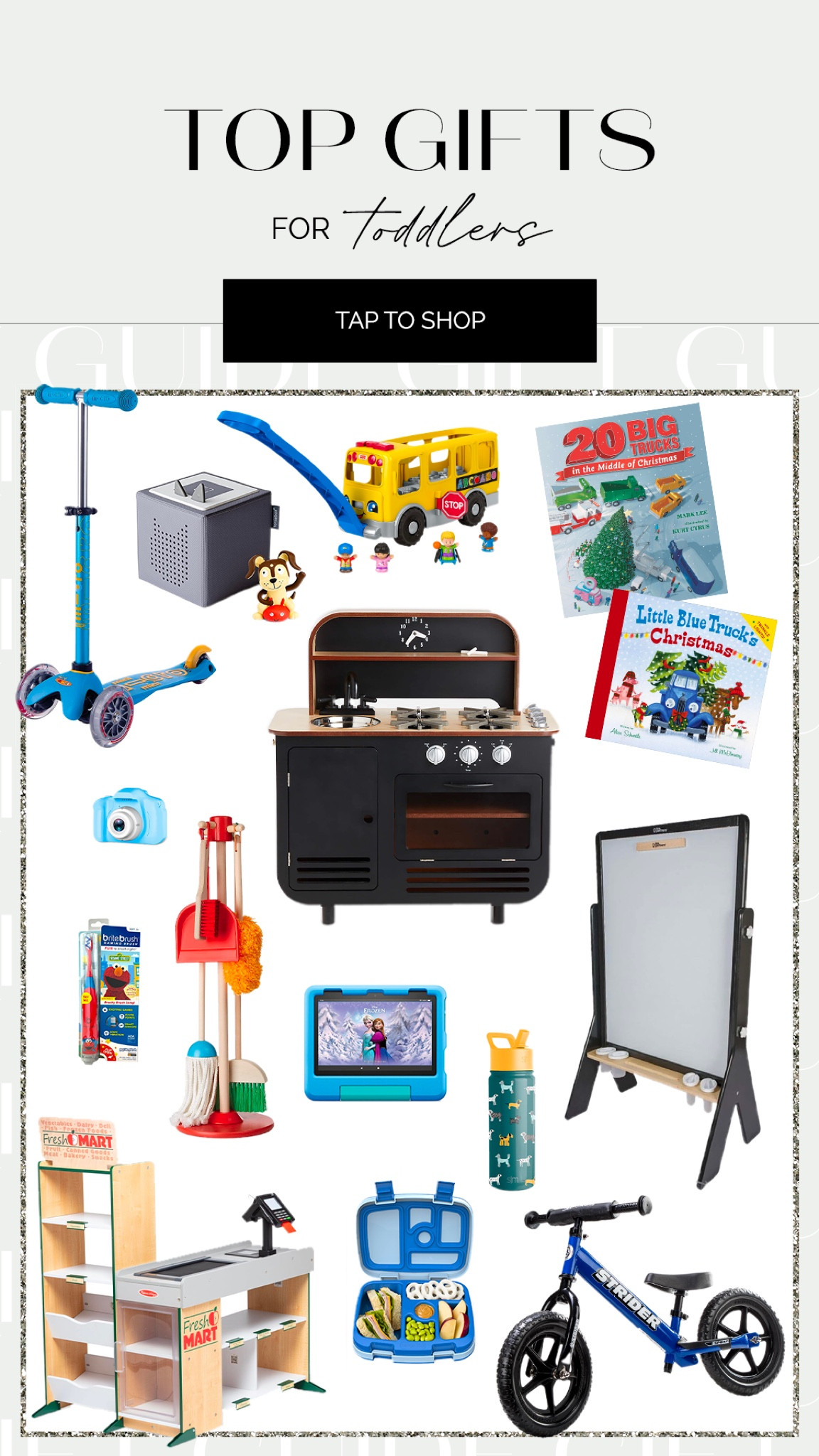 Our favorite toddler gift items! The scooter is hands down Liam’s most loved gift. He has used it every single day since Christmas last year 🌟 Lots of great Amazon finds we love in here as well! 

#LTKkids #LTKHoliday #LTKGiftGuide