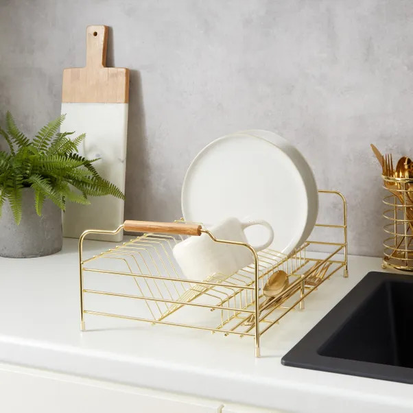 Gold and Bamboo Dish Drainer | Dunelm (migrated)