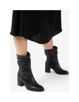 Leather Slouch Block Heel Mid Calf Boots | Marks & Spencer (UK)