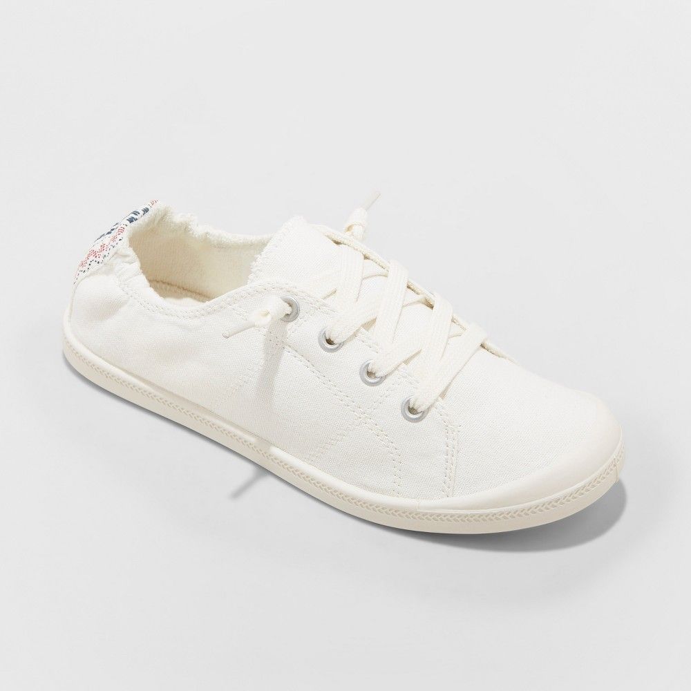 Women's Mad Love Lennie Wide Width Lace-Up Canvas Sneakers - White 12W | Target