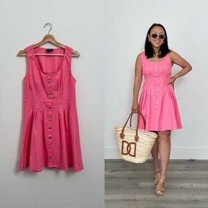 Pink Snap-Front Fit & Flare Mini Dress (M) | Poshmark