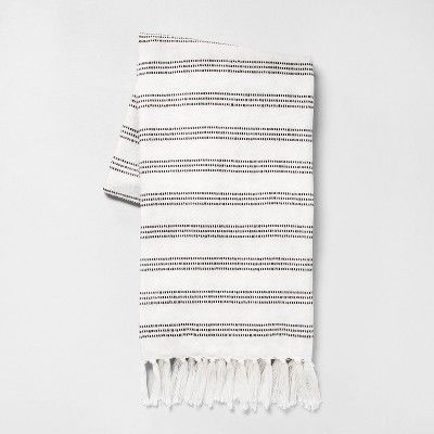 60" x 70" Stripe Summer Throw Blanket Sour Cream / Black - Hearth & Hand™ with Magnolia | Target
