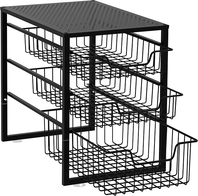 Simple Trending 3-Tier Under Sink Organizer with Sliding Storage Drawer, Cabinet Organizer for Ki... | Amazon (US)