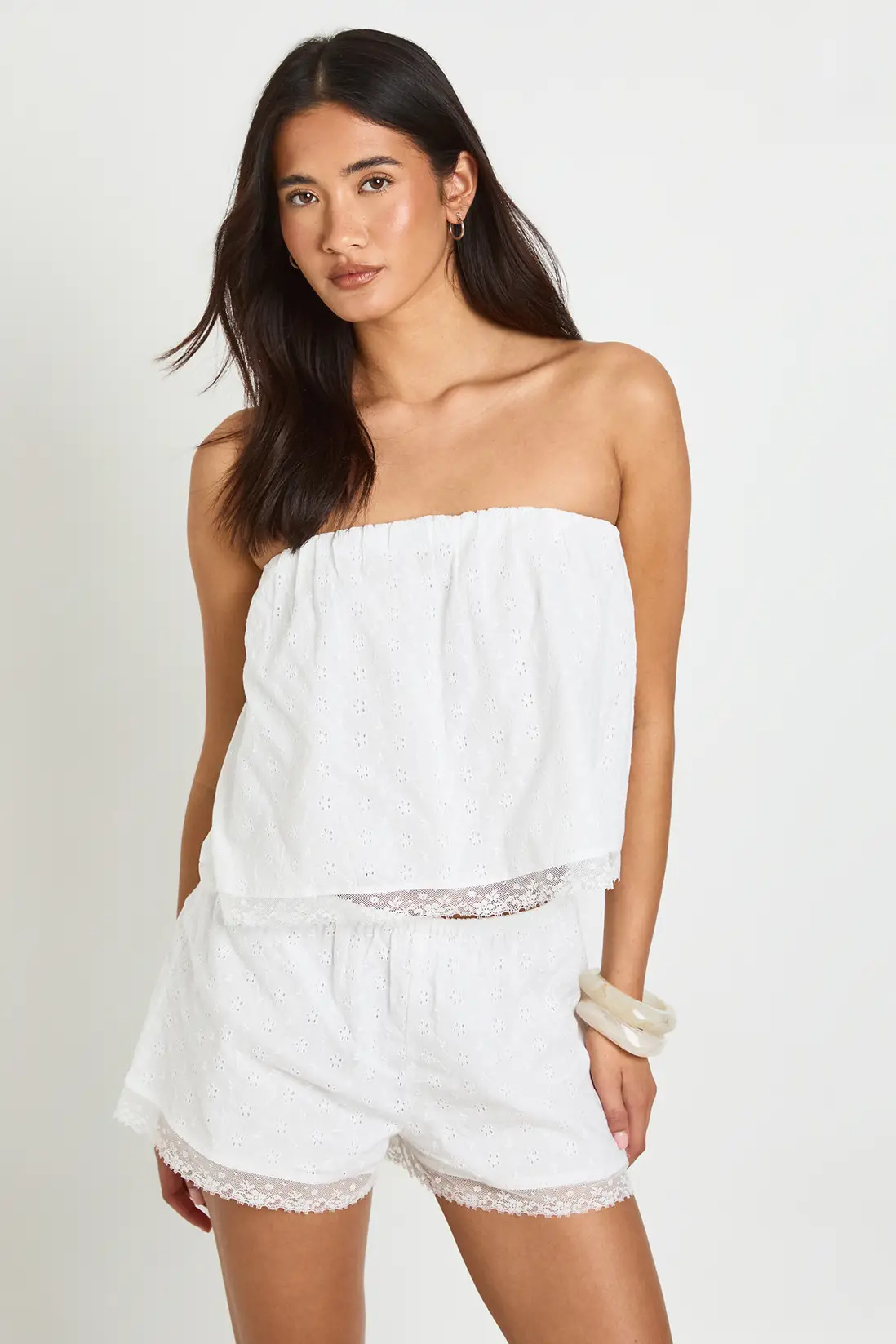 White Bandeau Top And Short Co-ord Set | Boohoo USA | boohoo (US & Canada)