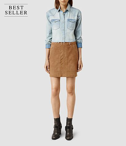 AllSaints Ella Suede Skirt | AllSaints US