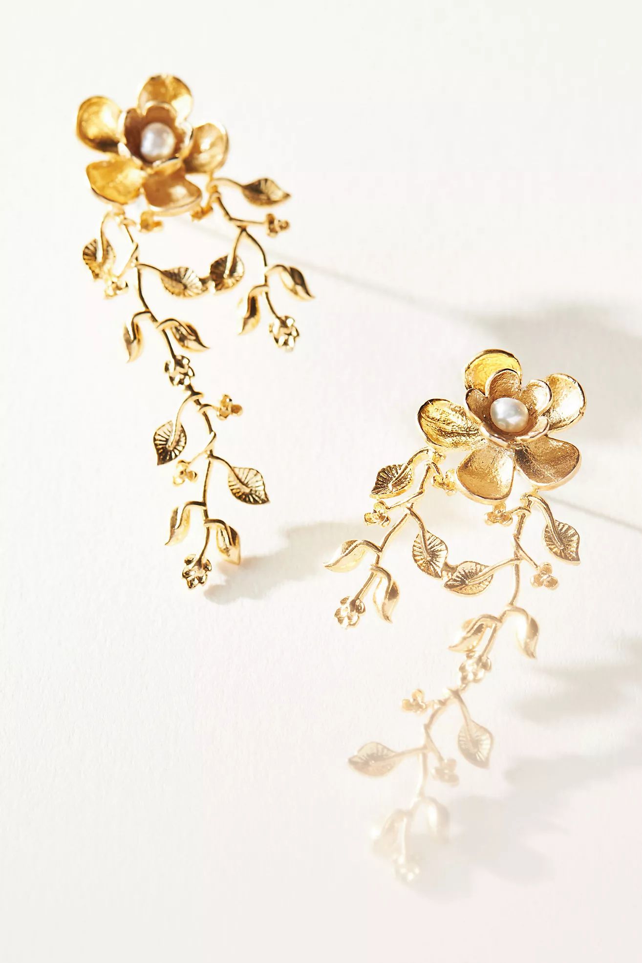 Serefina Pearl Flower & Leaf Earrings | Anthropologie (US)