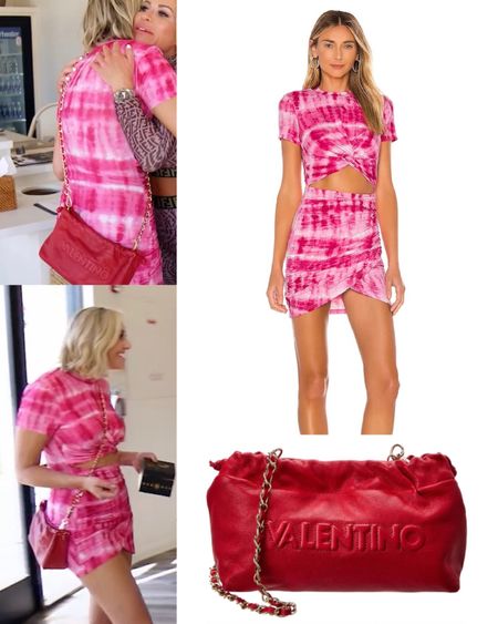 Dress: Pink Tie Dye Maureen Jersey Mini Dress by Superdown | Purse: Red Cara Embossed Leather Crossbody by Valentino | Worn on RHOC 17 Episode 7

#LTKunder100 #LTKsalealert #LTKitbag