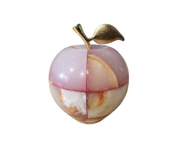 Vintage Pink Marbling Onyx Apple With Brass Stem Paperweight 5" | eBay US