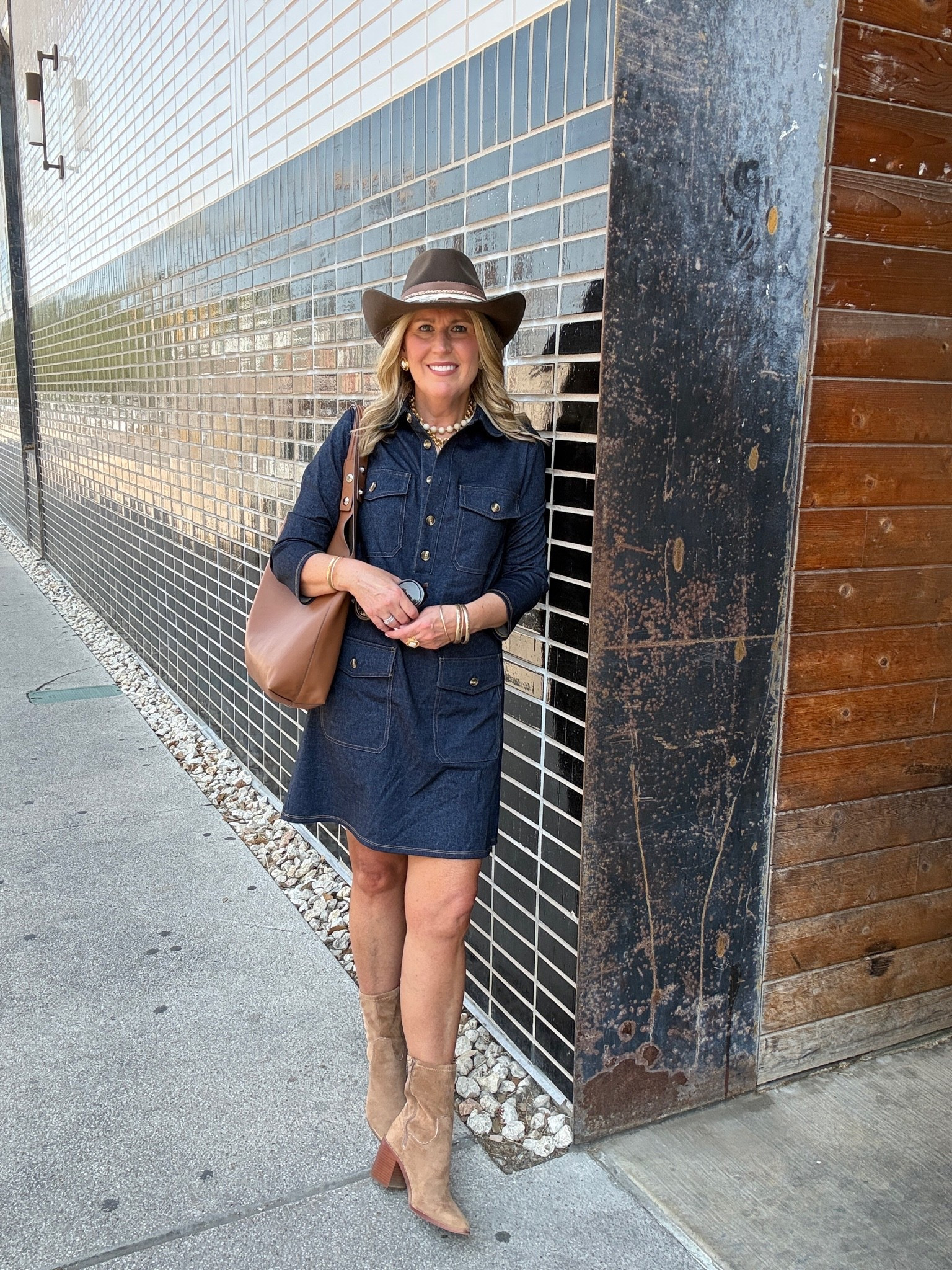 Dress has a roomy/relaxed fit. Stretchy! Denim is not too heavy!
Boots run tts. 
Hat is a small/medium.

#LTKootd #LTKOver40 #LTKSeasonal