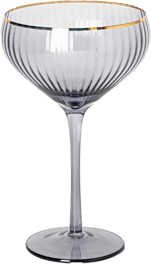 Mary Square 47886 Gold Rim 5 Ounce Durable Ribbed Glass Stemmed Coupe Champagne Wine Cocktail Dri... | Amazon (US)