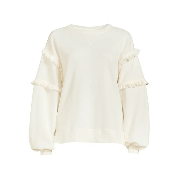 Time & Tru Women's Ruffle Sweatshirt - Walmart.com | Walmart (US)