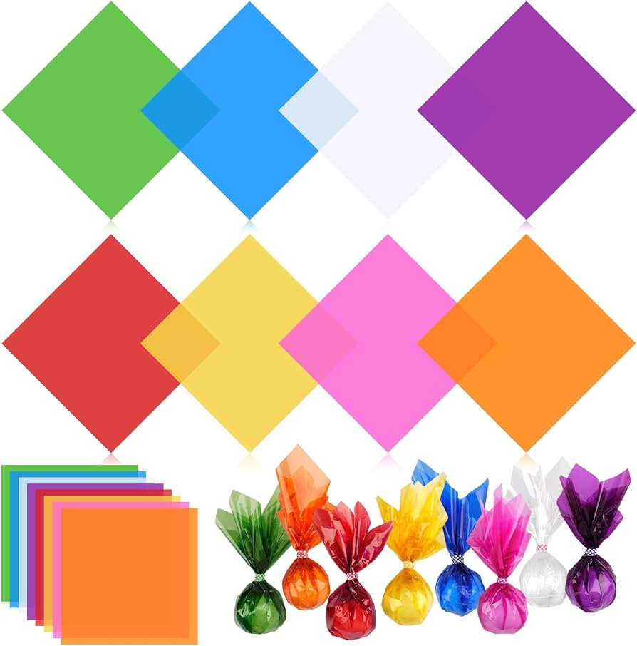PEASUG 120 Pcs Colored Cellophane Sheets for Crafts 12 x 12 Inches | Amazon (US)