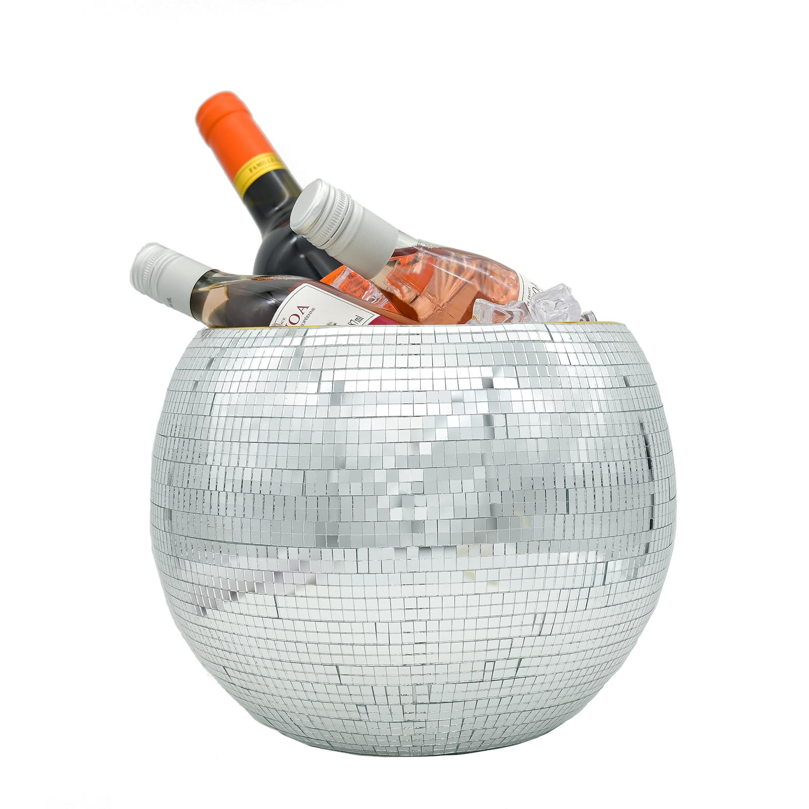 Disco Ice Bucket for Cocktail Bar,Mirror Silver Disco Ball Decor,Retro Party Accessories,9.8 Inch... | Amazon (US)