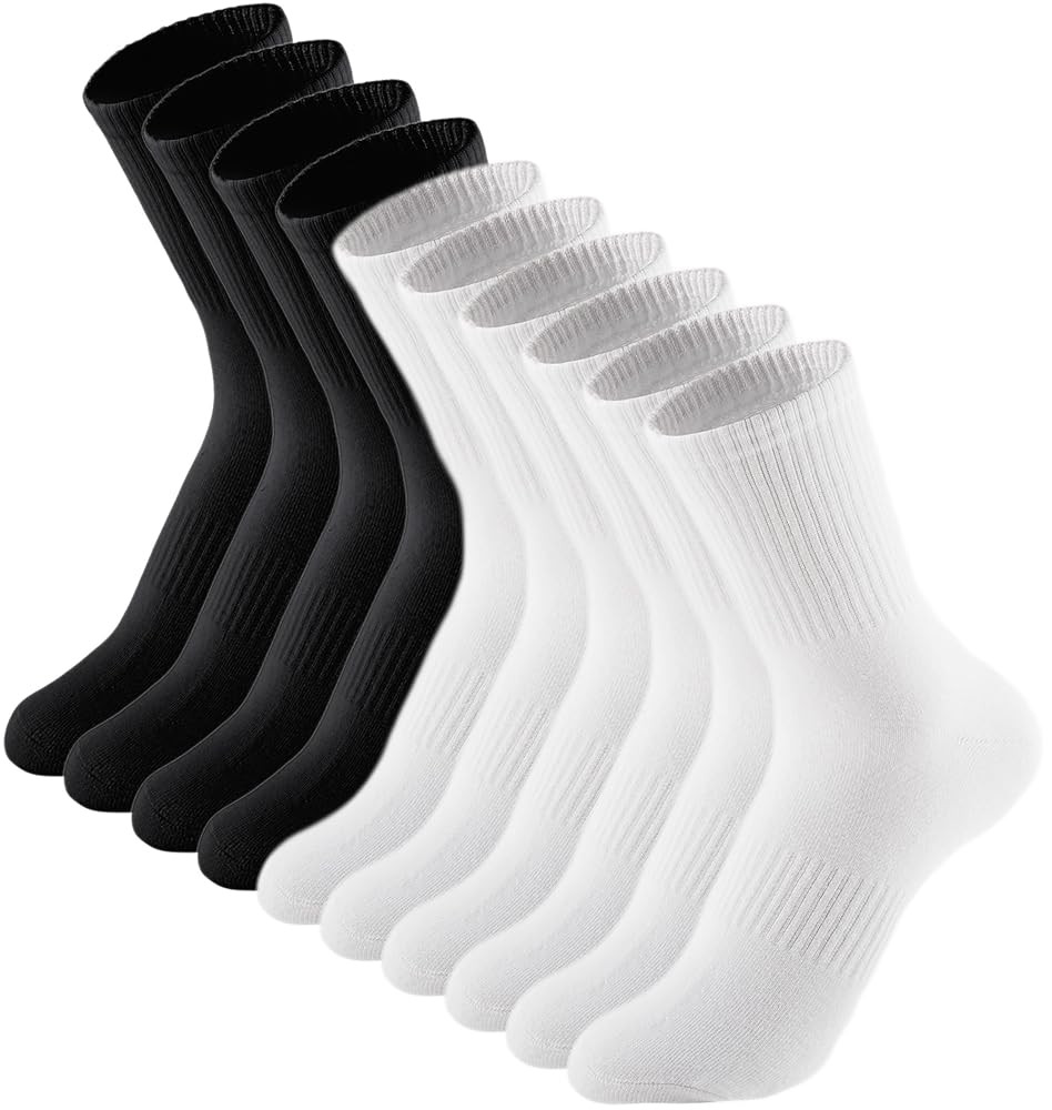 Irisbear Womens Crew Socks Casual Athletic Gym LightWeight Thin Cotton Socks 5 Pairs | Amazon (US)