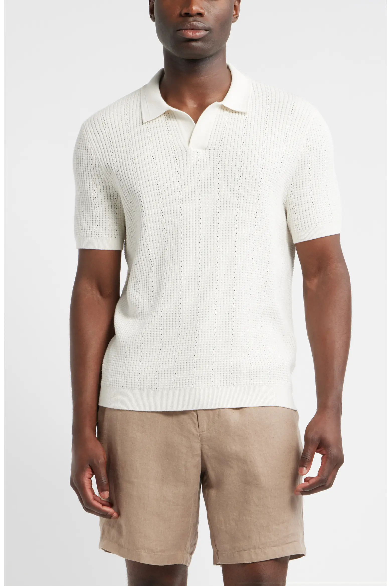 Textured Johnny Collar Cotton & Silk Polo Sweater (Men) | Nordstrom | Nordstrom