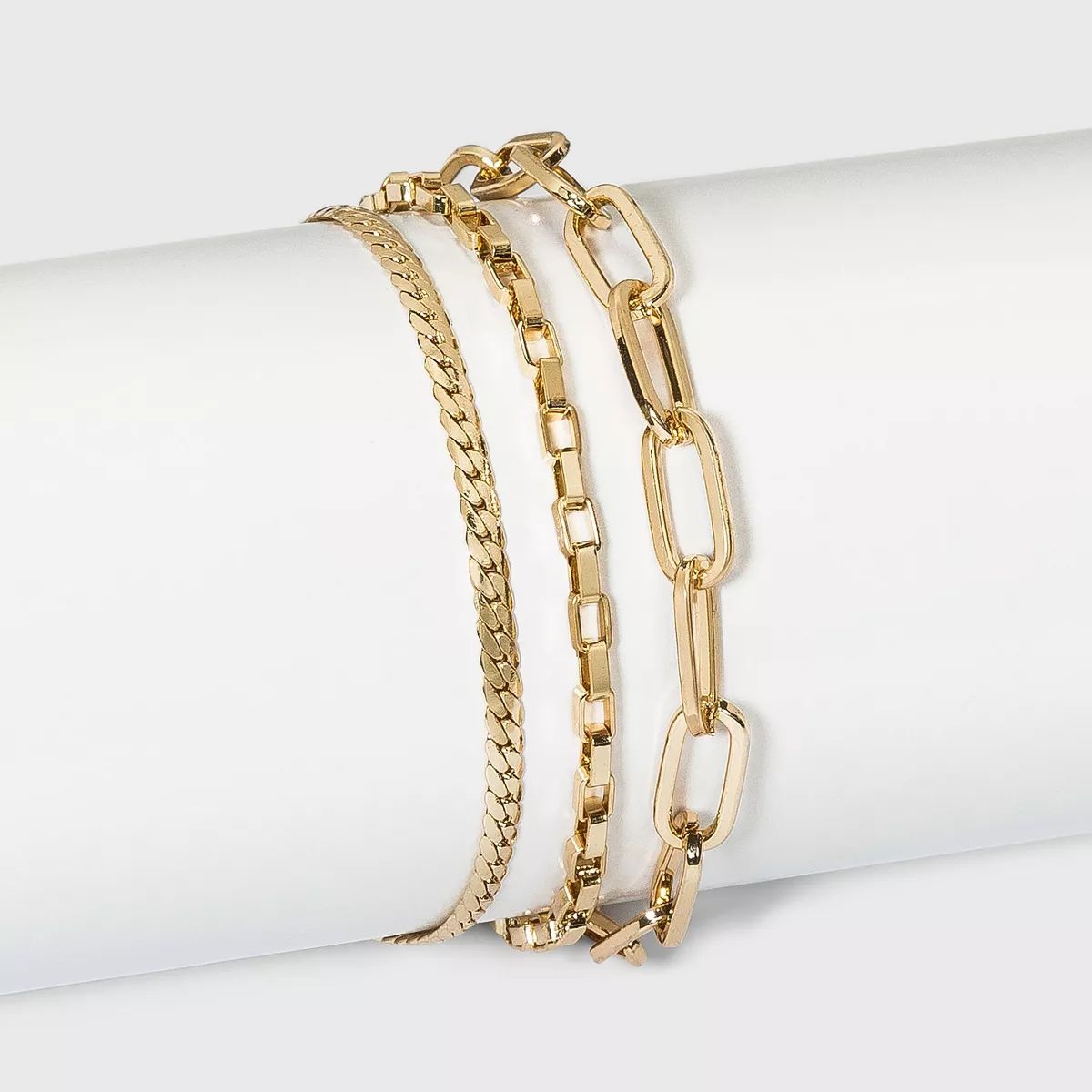 Paperclip Chain Bracelet Set 3pc - A New Day™ Gold | Target