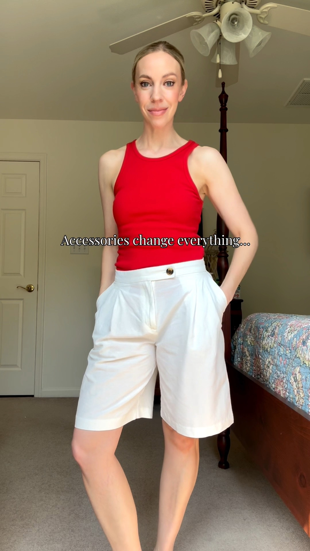 3 summer looks with the same red tank and white linen bermuda shorts (on sale this weekend)

#LTKSaleAlert #LTKgrwm #LTKTravel