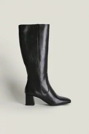 Leather Block Heel Knee High Boot | Oasis UK & IE