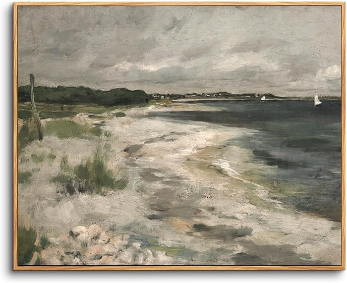 hyidecorart Wooden Framed Canvas Wall Art for Living Room, 16"x24" Classical Seaside Landscape Vi... | Amazon (UK)