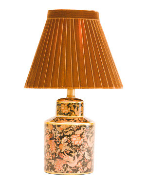 18.5in Ceramic Patterned Table Lamp With Velvet Shade | Marshalls