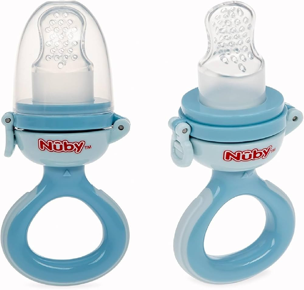 Nuby Twist N' Feed Infant First Foods Feeder with Hygienic Cover: 10M+, Blue 2 Count | Amazon (US)