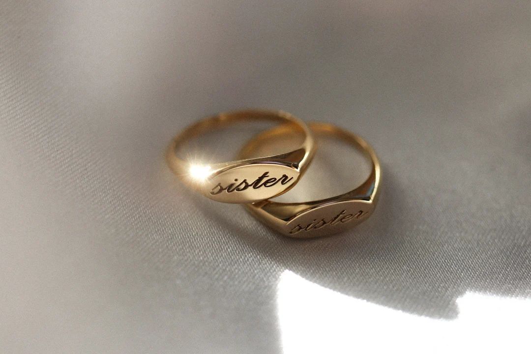 Gold Signet Ring Dainty Signet Personalized Ring - Etsy | Etsy (US)