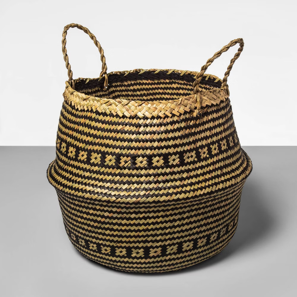 Palm Leaf Round Decorative Baskets Black - Opalhouse | Target