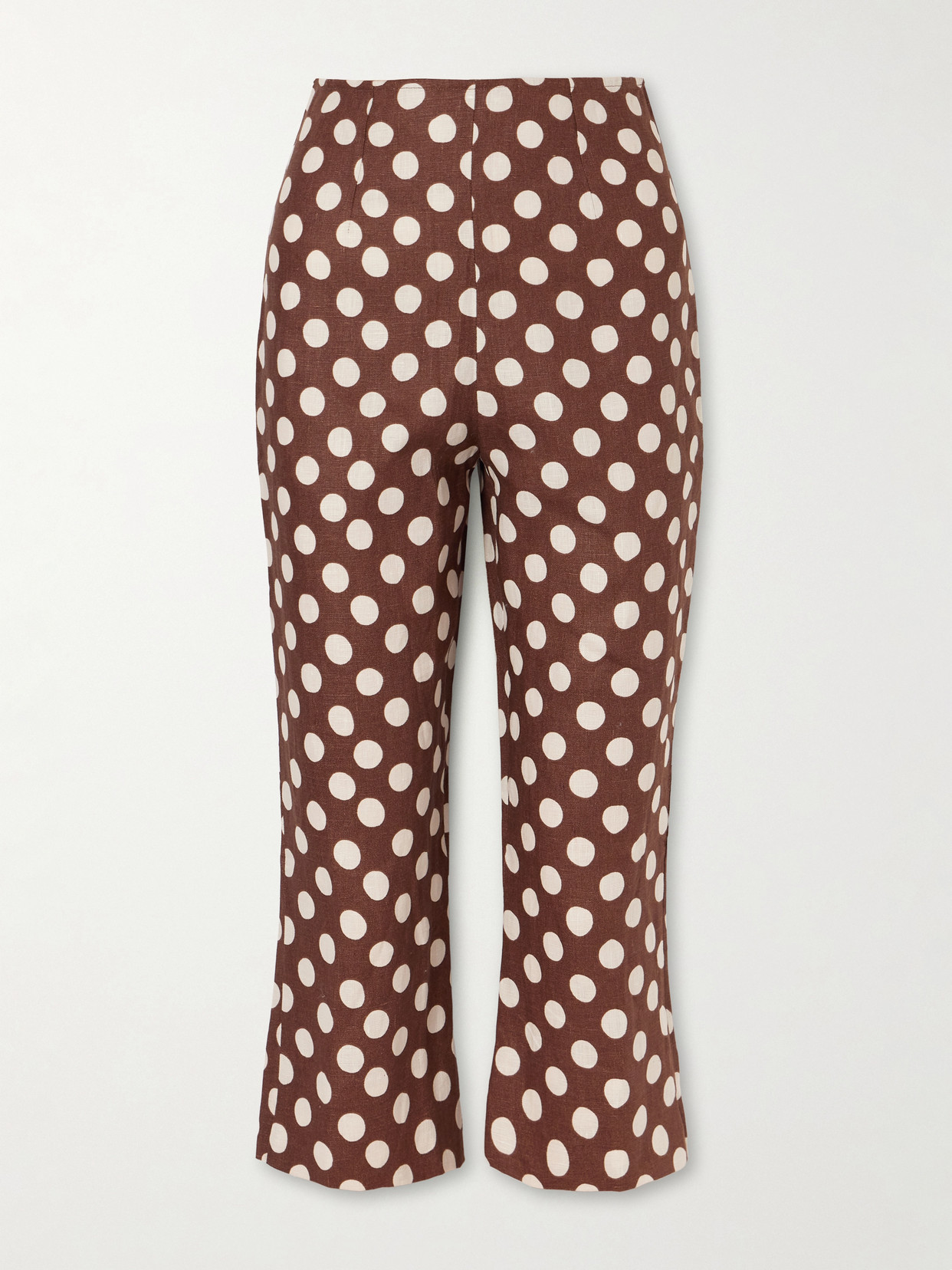 Faithfull - Valeria Polka-dot Linen Straight-leg Capri Pants - Brown | NET-A-PORTER (US)