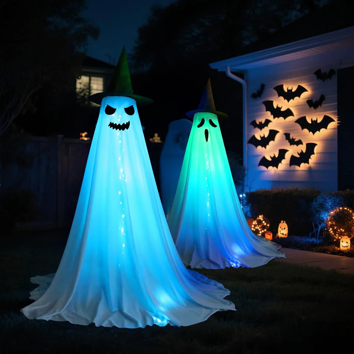 Halloween Ghost Decorations With LED Lights 2-Pack Indoor Outdoor Spooky Witch Hat Decor For Fron... | Wayfair North America