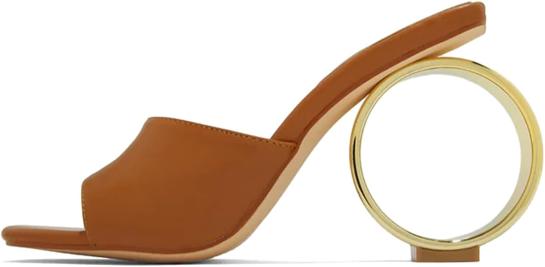 XYD Women Summer Chic Open Square Toe Slide Sandals Round Circle High Heels Slip On Mules Shoes f... | Amazon (US)