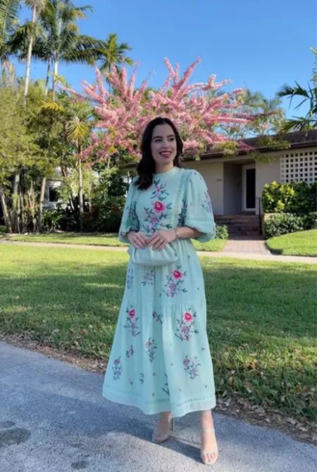 Green embroidered dress perfect for weddings or for attending Sunday church services!

#outfitinspo #fashionfinds #floraldress #springfashion

#LTKSeasonal #LTKFind #LTKU