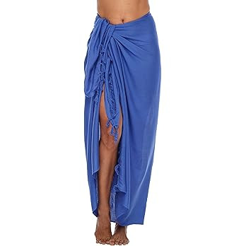 SHU-SHI Sarong Swimsuit Coverup for Women  Long Beach Bathing Suit wrap with Coconut Clip | Amazon (US)