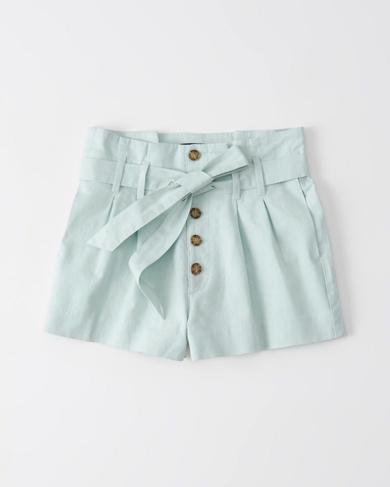 Paperbag Waist Linen Shorts | Abercrombie & Fitch US & UK
