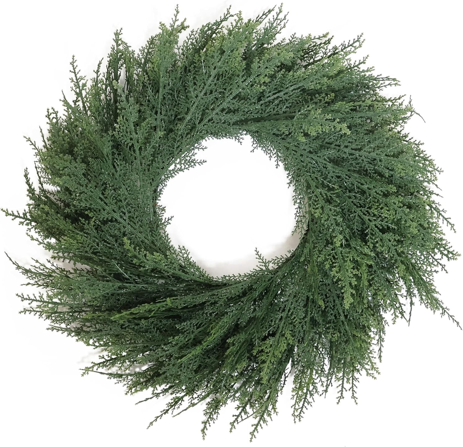 24 Inch Christmas Wreaths for Front Door Real Touch Cedar Wreath Artificial Green Wreath for Indo... | Amazon (US)