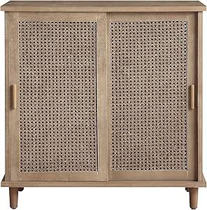 Volans Sideboard Cabinet with Sliding Doors, Accent Storage Cabinet with Woven Rattan Wicker, Woo... | Amazon (US)