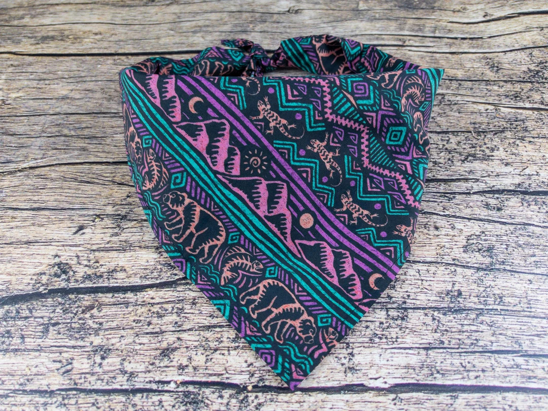 90s Dog Bandana Bear Mountains | Tie On Dog Scarf | Mountain Dog Bandana | Bear Dog Bandana | Liz... | Etsy (US)