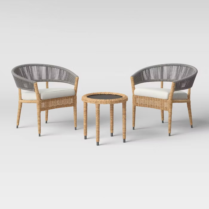 Wicker & Rope 3pc Patio Chat Set - Linen - Project 62™ | Target