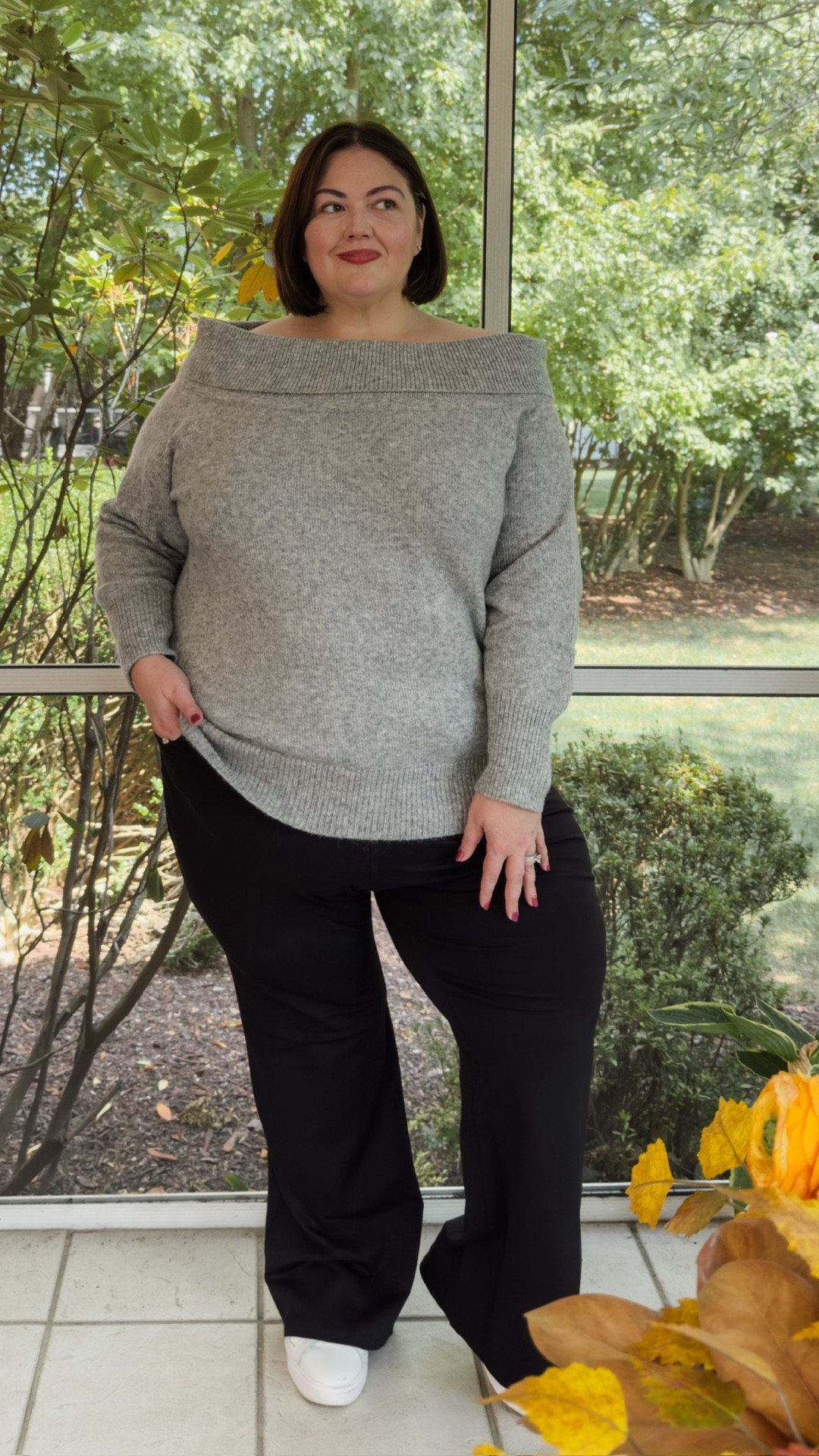 It's my favorite time of year: time for sweater weather! #LaneBryantPartner
Of course, with ultra comfy sweaters, the pants have to be equally as comfortable. @lanebryant has some great pull-on high-waisted pants that fit without digging or discomfort. 🍂 

#LTKOver40 #LTKPlusSize
