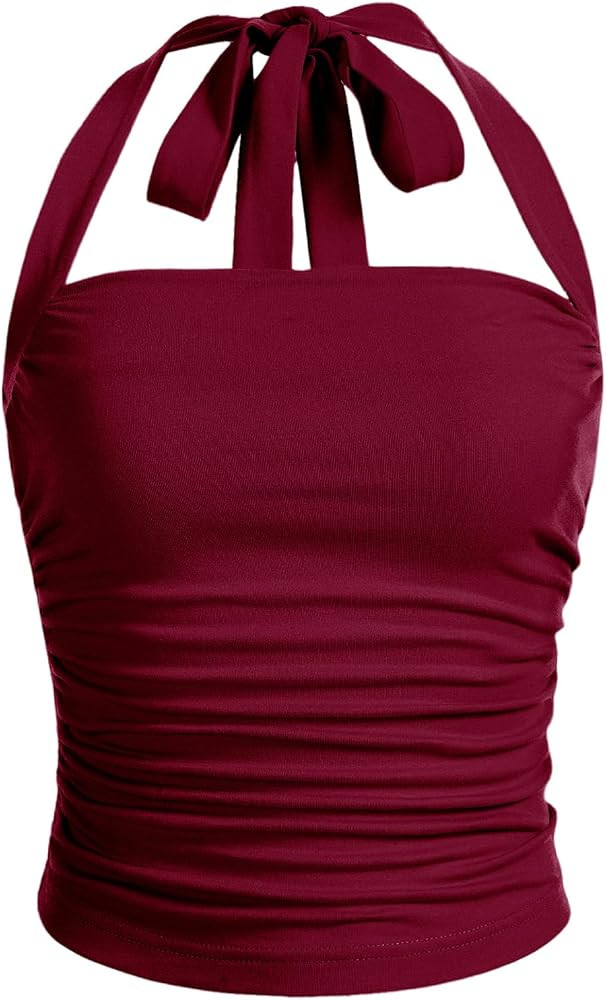 SOLY HUX Women's Y2K Ruched Halter Tops for Women | Amazon (US)
