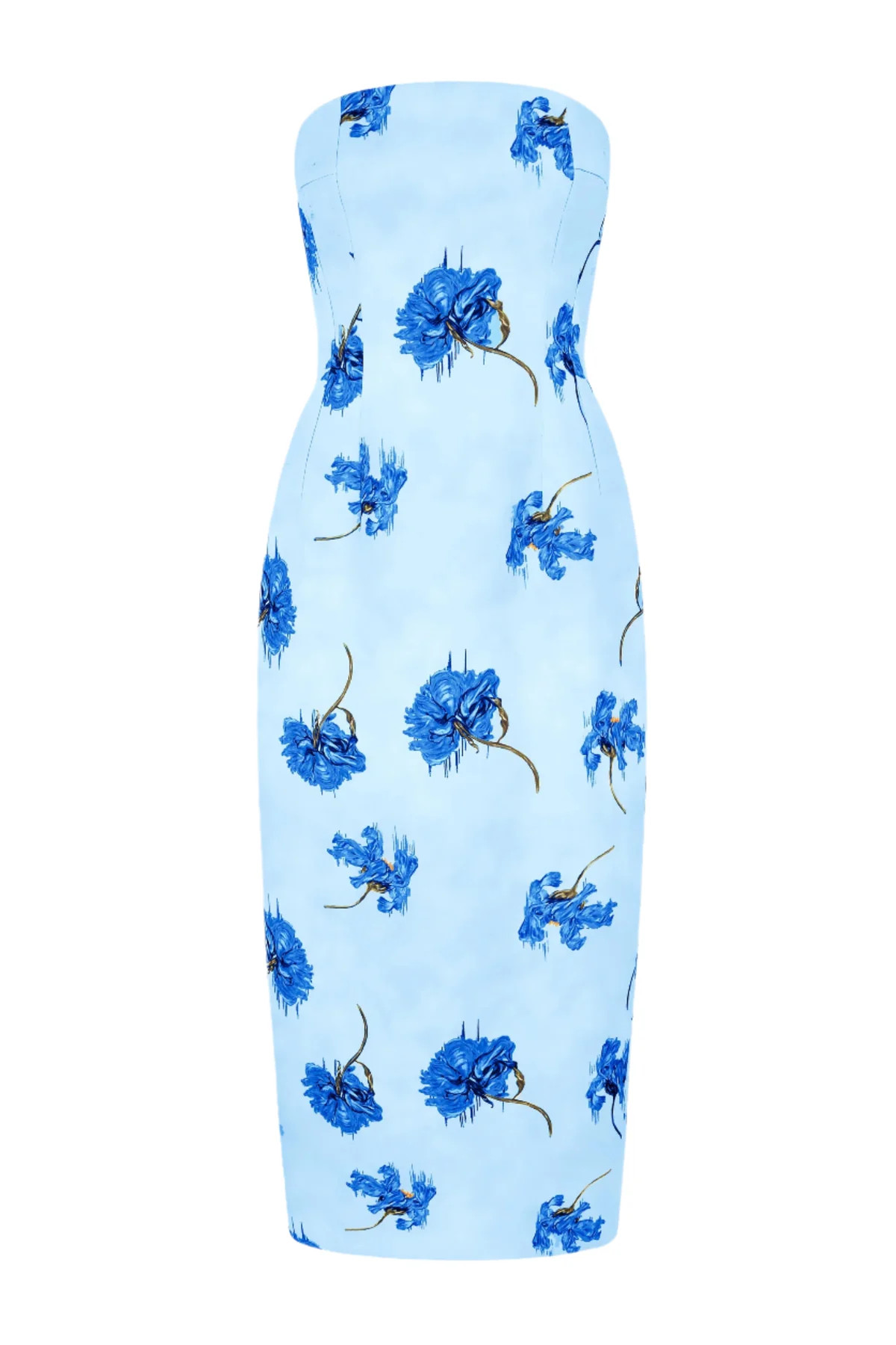 Leila Dress In Genzianella In Blue Flowers On Duck Egg Blue | Over The Moon