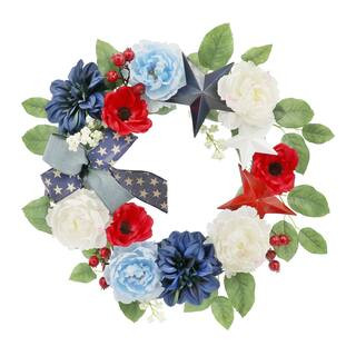 20" Red, White & Blue Peony Wreath by Celebrate It™ | Michaels Stores