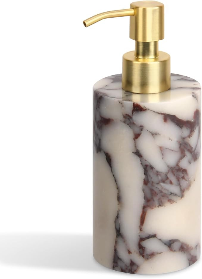 Natural Marble Soap Dispenser, Calacatta Viola, Cylindrical Bottle | 5.41 Ounces, For Bathroom an... | Amazon (US)