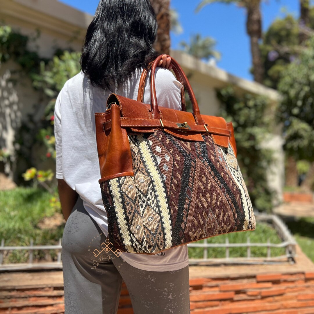 Personalized Carpet Bag Handles Style for Women, Kilim Leather Handbag, Carpet Shoulder Bag, Rug ... | Etsy (US)