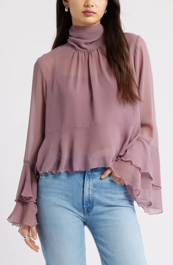 High Neck Chiffon Top | Nordstrom