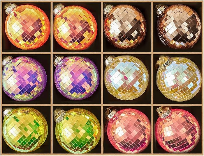 WDS WONDROUS Christmas Disco Ball Ornaments Set of 12 – 3.14” Colorful Xmas Tree Decorations ... | Amazon (US)