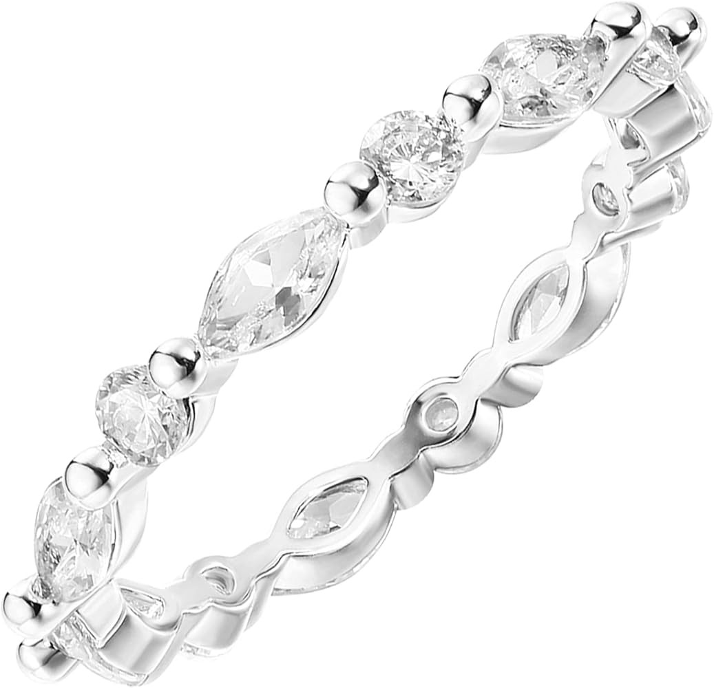 PAVOI 14K Gold Plated Rings Cubic Zirconia Love Ring | 2.5mm Stackable Rings for Women | Gold Rin... | Amazon (US)