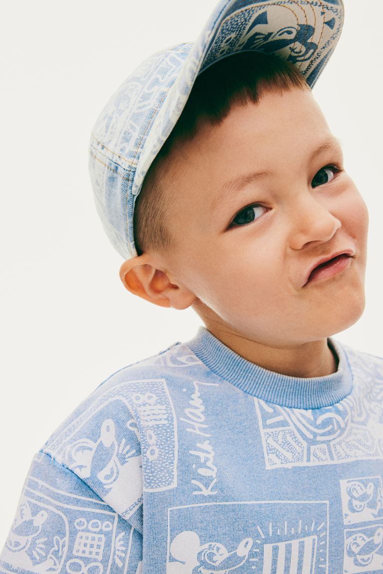 Printed Denim Cap - Light denim blue/patterned - Kids | H&M US | H&M (US + CA)