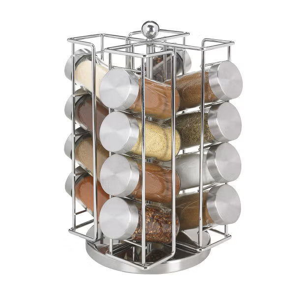 16-Bottle Chrome Revolving Spice Rack | The Container Store